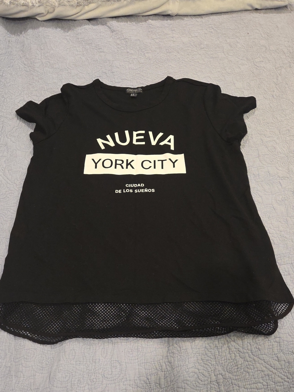 Forever 21 Black Graphic Tee/dress with Mesh Hem Size 3X!